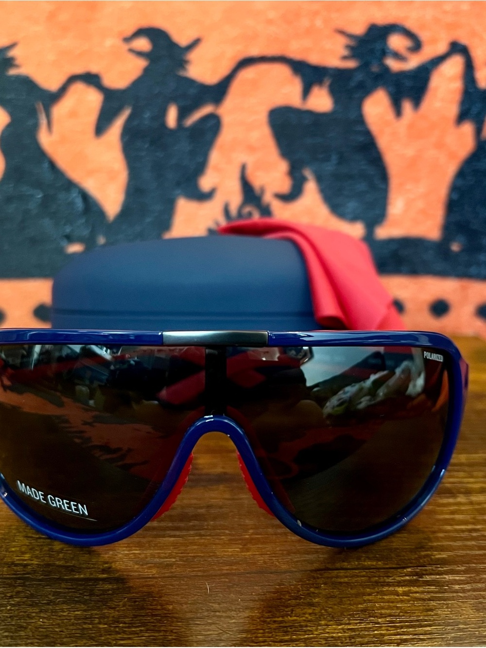 Champion Men's Shield Sunglasses in Blue with Red Accents